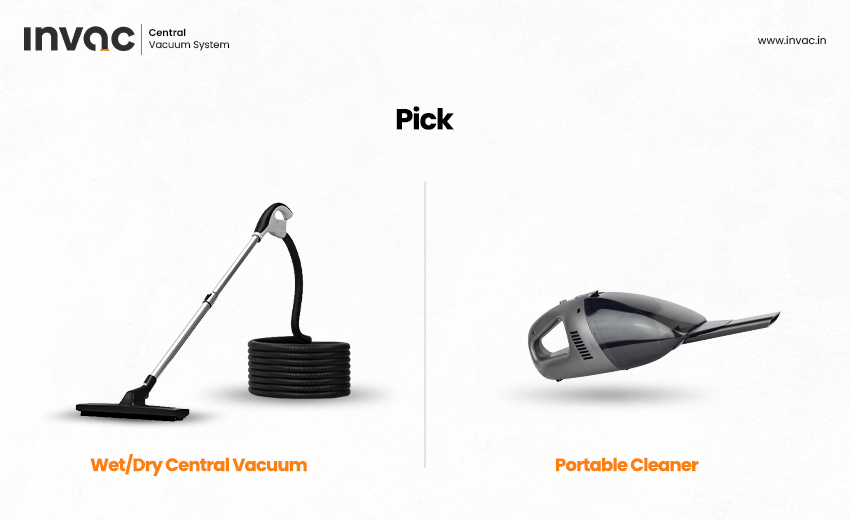 wet/dry central vacuum system vs portable cleaner